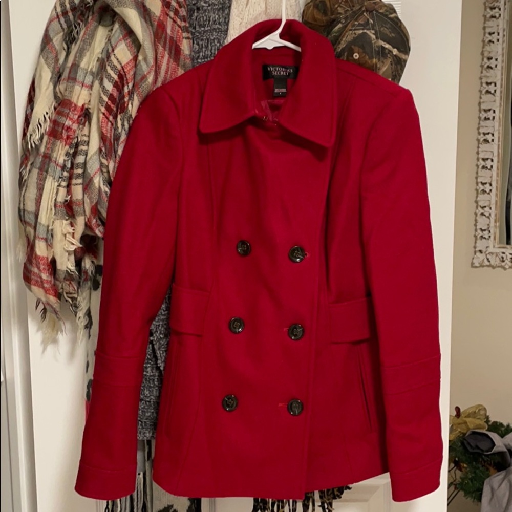 Red pea coat